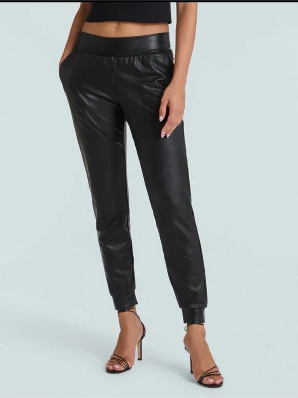 Commando Faux Leather‎ Jogger in Black.
